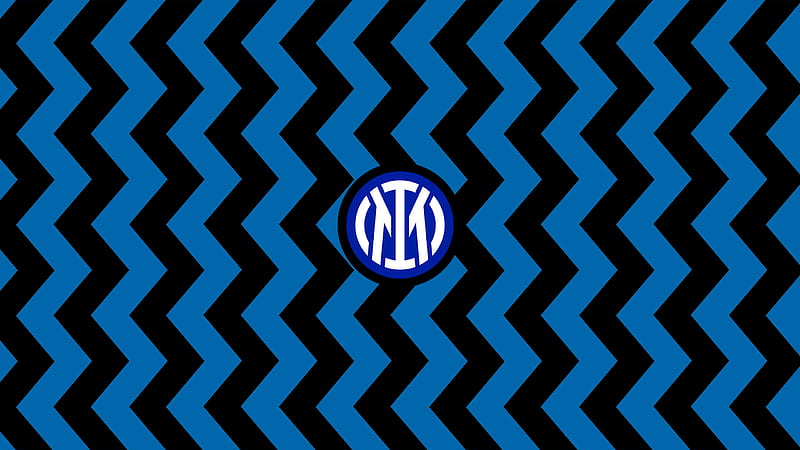 Crest Emblem Logo Soccer Symbol Blue Black Zigzag Lines Inter Milan, HD wallpaper