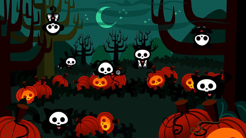 Pumpkins and ghosts, october 31, ghost, orange, halloween, pumpkin, night, HD wallpaper