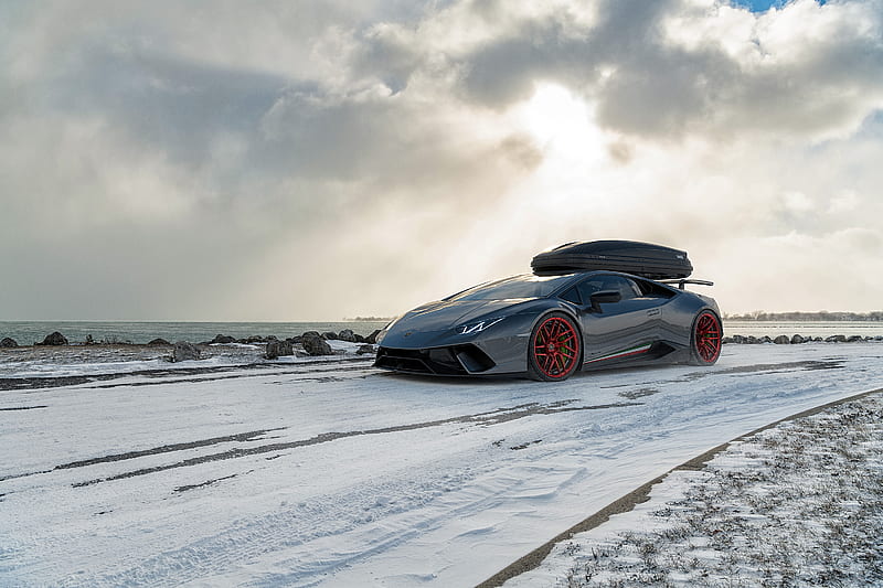 Lamborghini Snow Cgi, lamborghini, carros, behance, cgi, HD wallpaper
