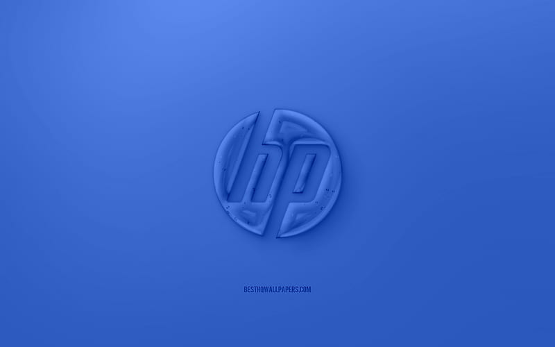 HP 3D logo, Blue background, Blue HP jelly logo, HP emblem, creative 3D art, HP, Hewlett-Packard, HD wallpaper
