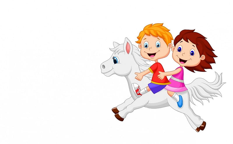 Que tengas un día divertido !, niños, caballo, tarjeta, lindo, chico, niña,  Fondo de pantalla HD | Peakpx