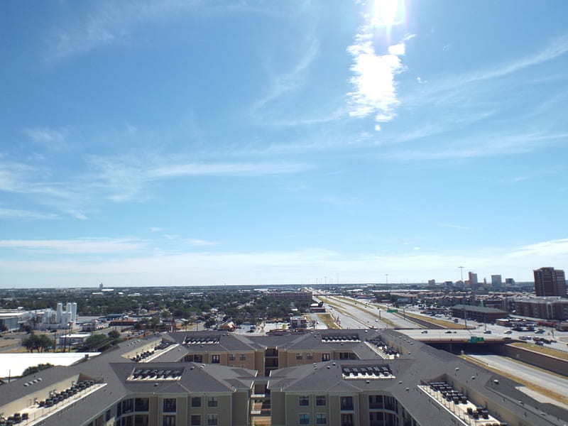 Texas Tech Parking Garge, Looking East, Cities, High Definition, High Views, Highways, HD wallpaper