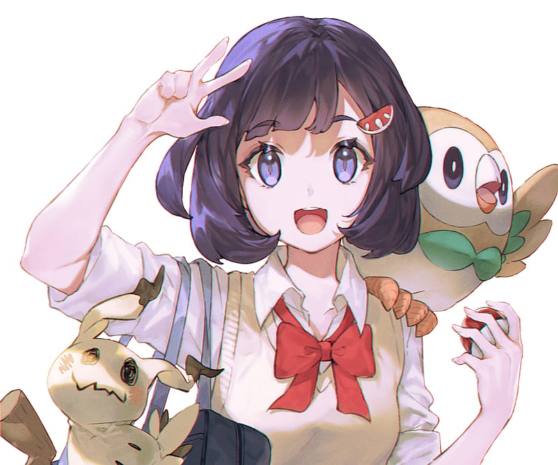 Pokémon, Mizuki (Pokémon) , Rowlet (Pokémon) , Mimikyu (Pokémon), HD wallpaper