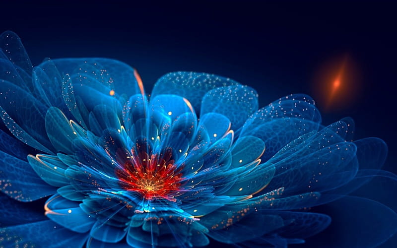 Blue flower, flower, 3d, fantasy, abstract, HD wallpaper | Peakpx