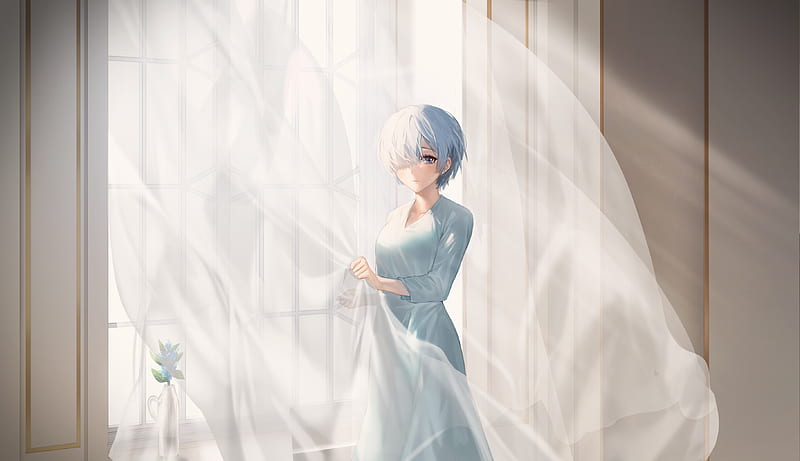 rem, curtains, short hair, re:zero kara hajimeru isekai seikatsu, Anime, HD wallpaper