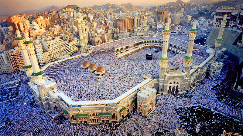 Aerial View Of Crowded Mecca Ramzan, HD wallpaper