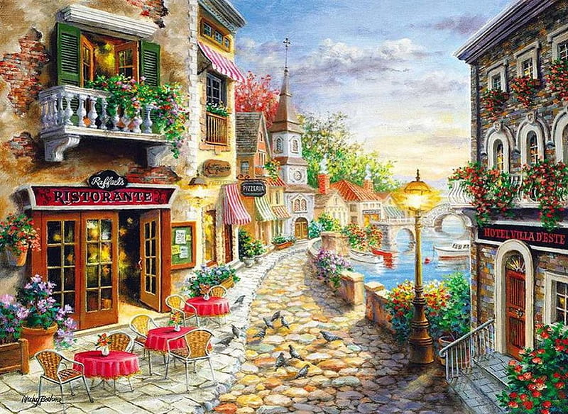 By Nicky Boehme, painting, art, nicky boehme, street, HD wallpaper