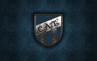CA Patronato, Argentine football club, red metal texture, metal logo ...