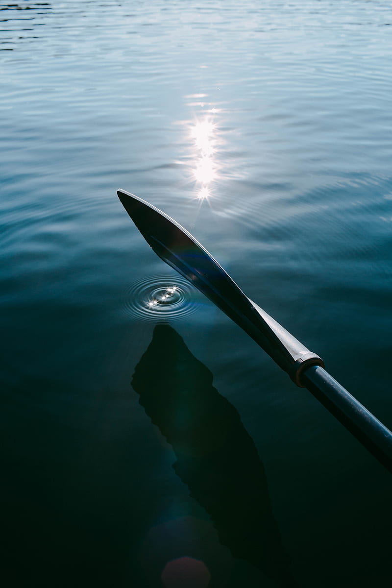 paddle, boat, ripples, glare, water, HD phone wallpaper