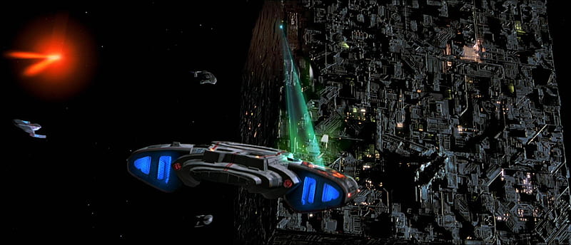 USS Defiant Engaging The Borg, defiant, star trek, ship, space, scifi, borg, HD wallpaper