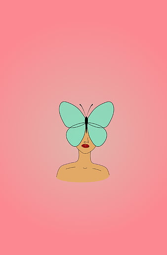Butterface, 2021 drawing solid pink green brown, Butterfly, animal,  butterflies, HD phone wallpaper | Peakpx