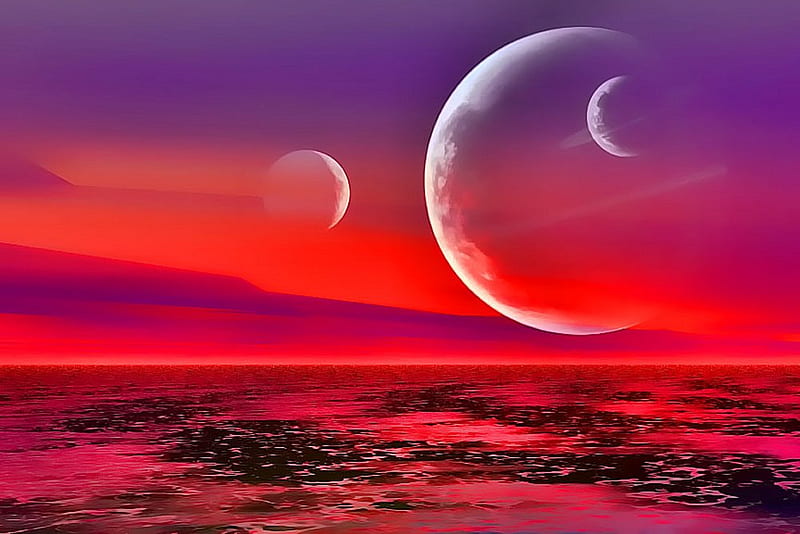 Silurian sky, planets, red earth, cg, red sky, HD wallpaper | Peakpx