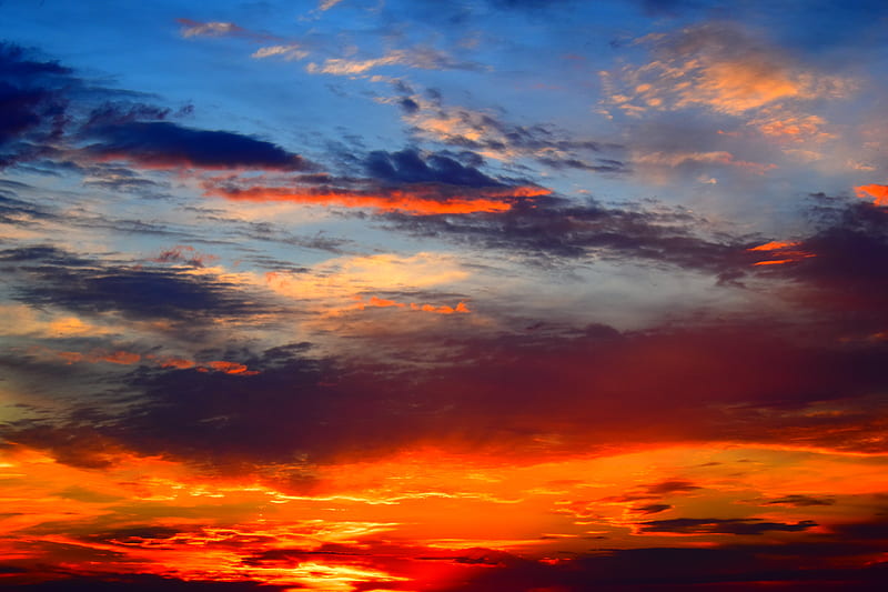 sunset, sky, clouds, sunlight, bright, HD wallpaper