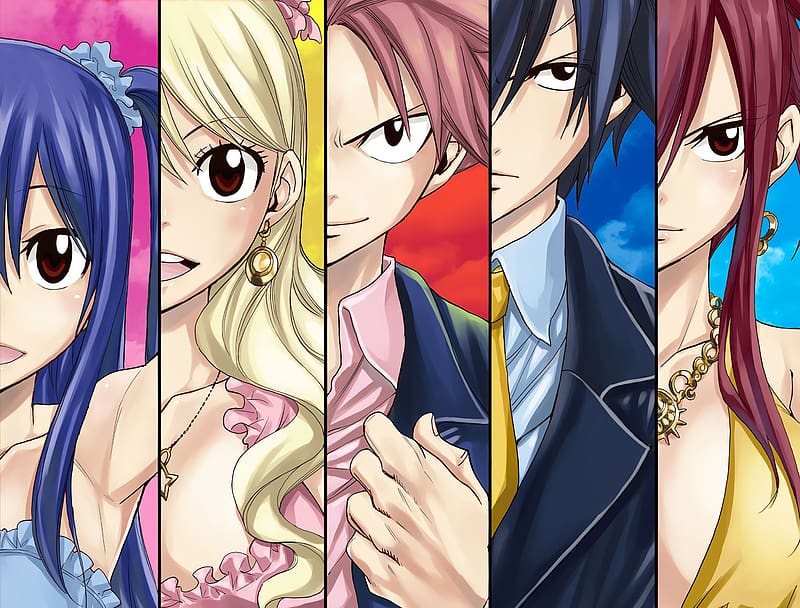 Anime, Fairy Tail, Lucy Heartfilia, Natsu Dragneel, Erza Scarlet, Gray  Fullbuster, HD wallpaper