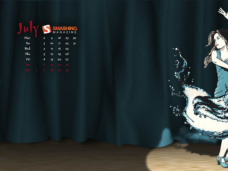 splash dance-July 2012 calendar, HD wallpaper