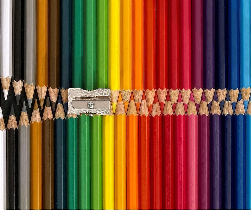ZIPPER, pencils, colors, rainbow, funny, scraper, HD wallpaper