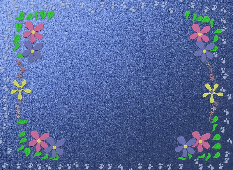 Flowery , metallic, flowers, blue, frame, HD wallpaper