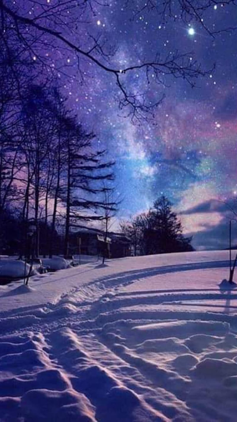 Peisaj de iarna, cer, imagine, natura, HD phone wallpaper