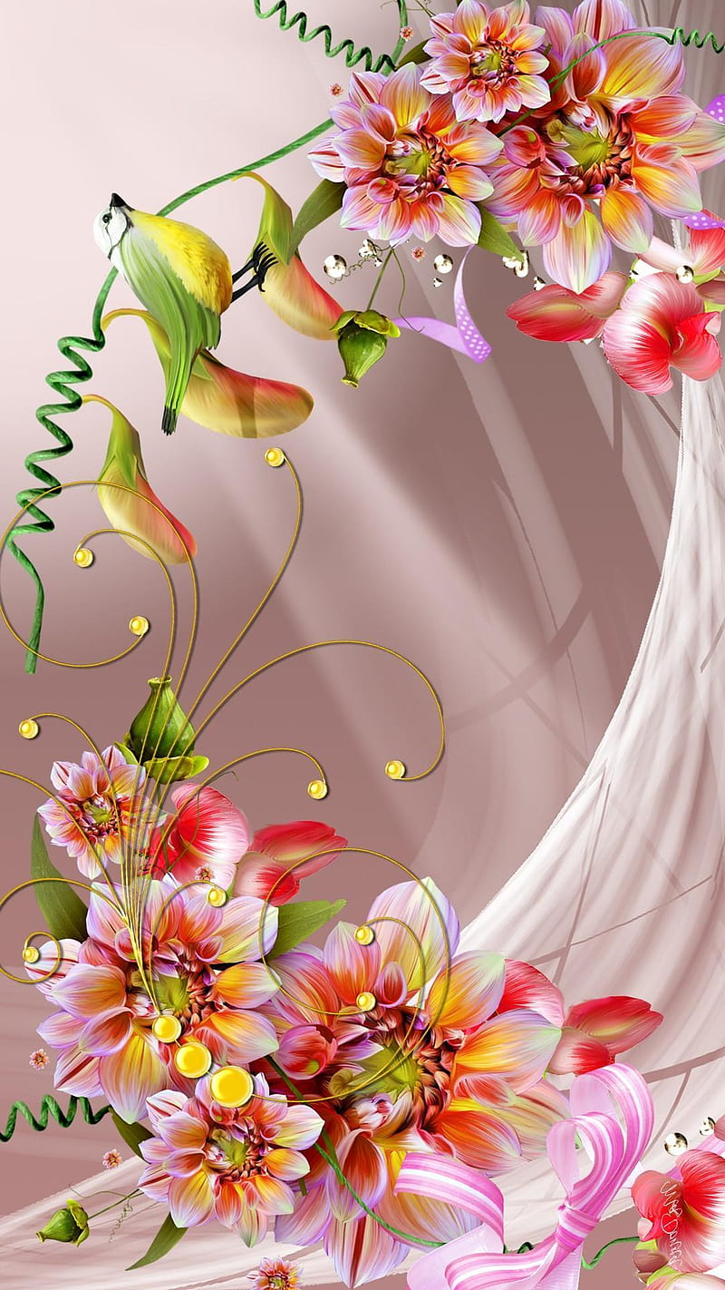 Flores, arte, flor, bonito, rosa, Fondo de pantalla de teléfono HD | Peakpx