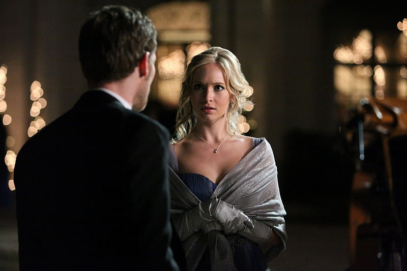 Klaus and Caroline, movie, vampire diaries, woman, caroline, masquerade,  ball, HD wallpaper