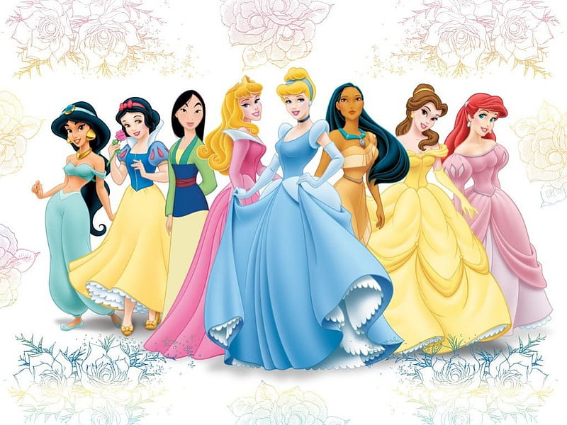 Disney Princesses, Belle, Cinderella, Mulan, White, Pocahontas, Jasmine, Ariel, Aurora, Snow, HD wallpaper