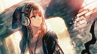 Anime Girls, fones de ouvido, personagens originais, perfil, anime girls,  HD papel de parede
