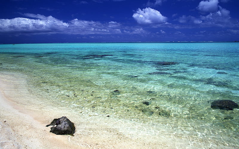 Tahiti clear water beach, HD wallpaper