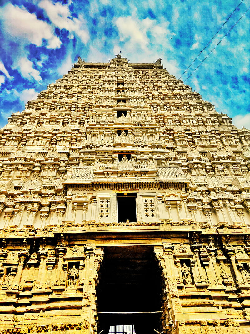 Temple, bhakti, devotional, gopuram, hindu, hinduism, sky, spiritual, tradition, HD phone wallpaper