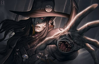 Vampire hunter D, faint, face, soft, smiles, hat, HD wallpaper