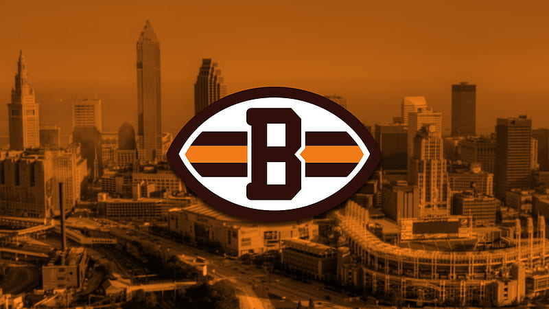 American Football Cleveland Browns Emblem Logo NFL With Cityscape Background Cleveland Browns, HD wallpaper