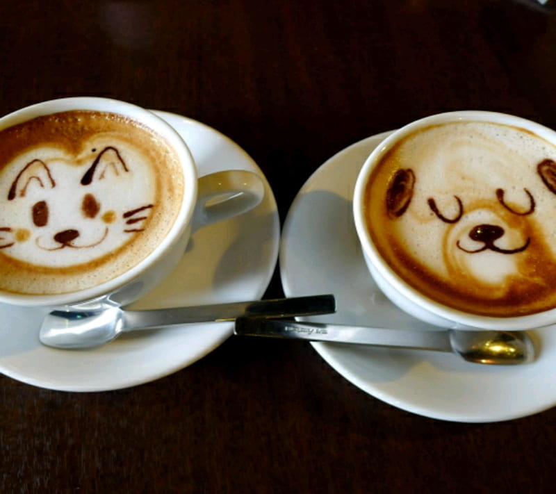 cute coffe, cups, HD wallpaper