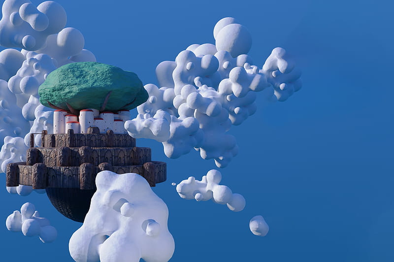 floating city, beyond the clouds, cgi, Fantasy, HD wallpaper