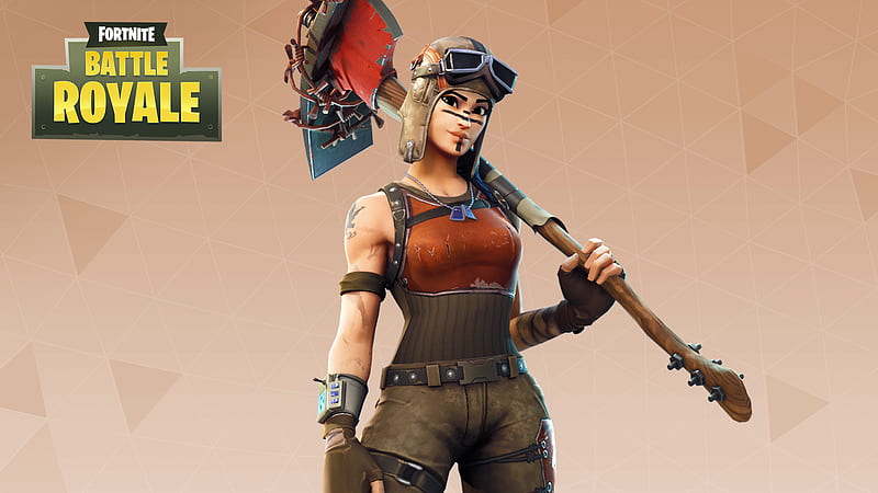 Renegade Raider Holding Pickaxe In Brown Background Fortnite Games, HD wallpaper
