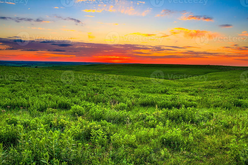 Sunset over the Kansas Flint Hills 1354744 Stock at Vecteezy, HD wallpaper