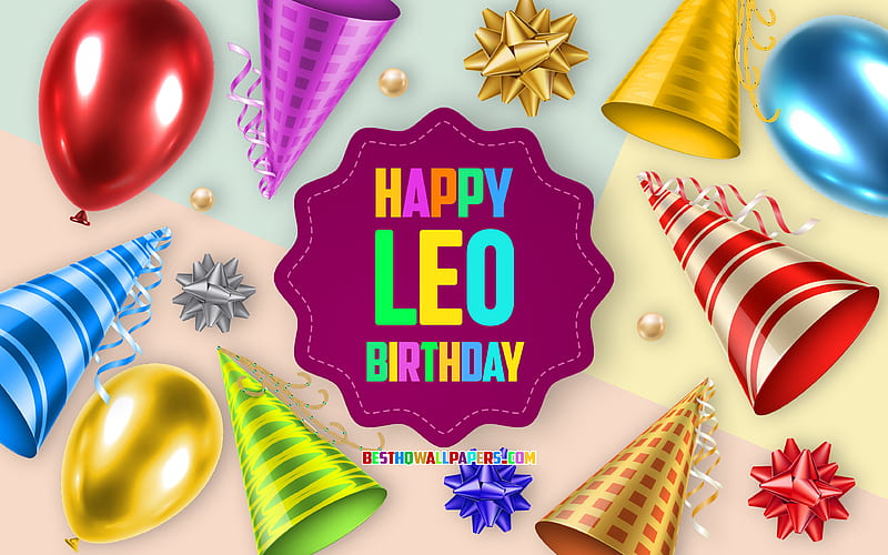 Happy Birtay Leo, Birtay Balloon Background, Leo, creative art, Happy Leo birtay, silk bows, Leo Birtay, Birtay Party Background, HD wallpaper
