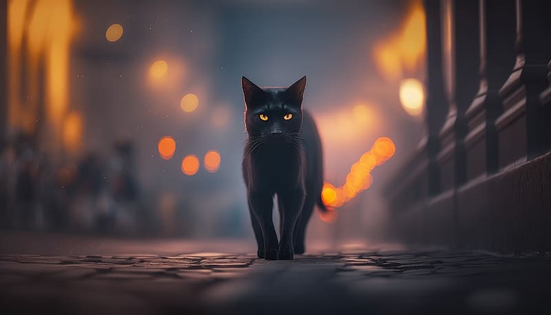 Black Cat AI Art, cats, ai art, black cat, felines, animals, HD wallpaper
