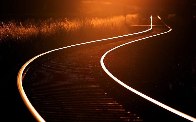 Midnight Rail, railroad at night, midnight railroad, train at night, HD wallpaper