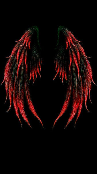 Red angel Wings, 3d, ombre, red black, theme, HD phone wallpaper