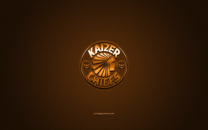Kaizer Chiefs FC, South African football club, South African Premier Division, orange logo, orange carbon fiber background, football, Johannesburg, South Africa, Kaizer Chiefs FC logo, HD wallpaper