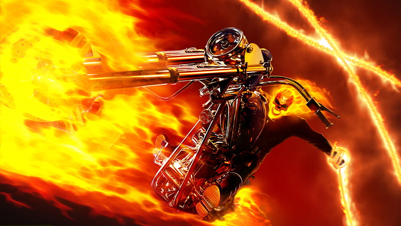 Ghost Rider Burning Guy , ghost-rider, superheroes, artist, artwork, digital-art, HD wallpaper