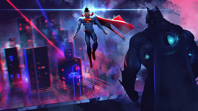 Batman Vs Superman Neon Lights Artwork, neon, lights, batman-vs-superman, movies, HD wallpaper