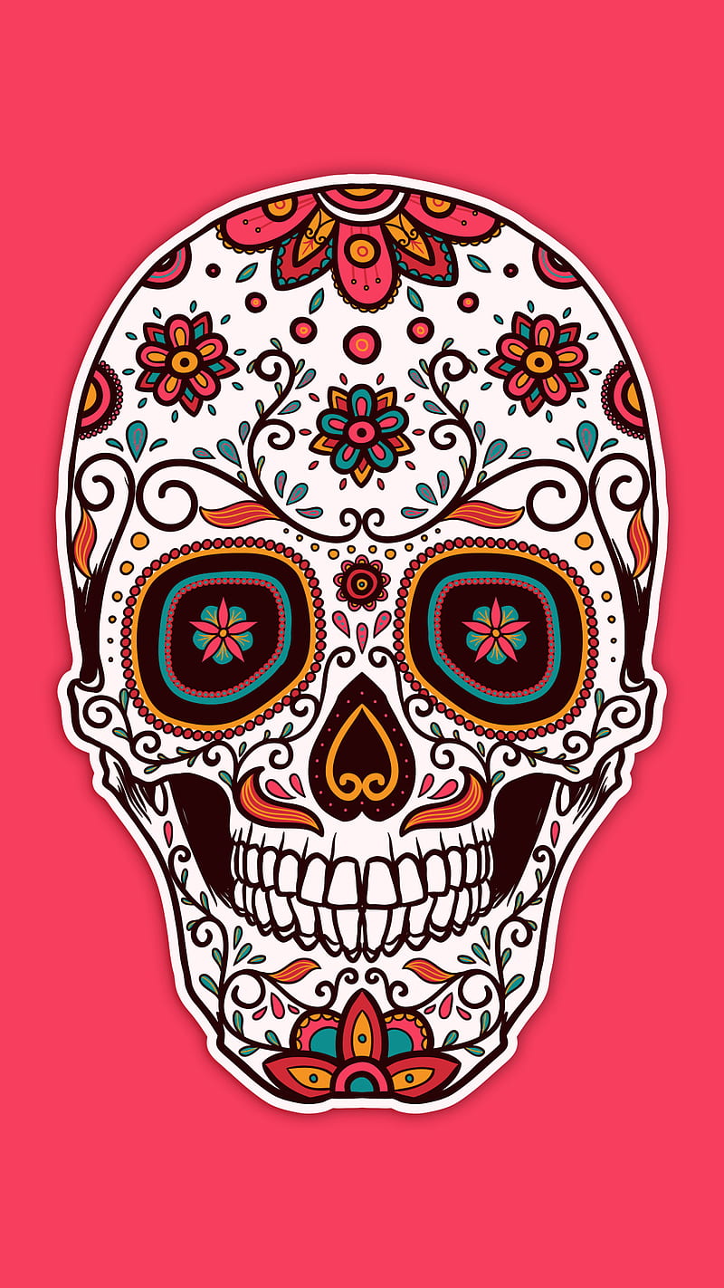 Sugar skull, colorful, dead, dia de los muertos, HD phone wallpaper