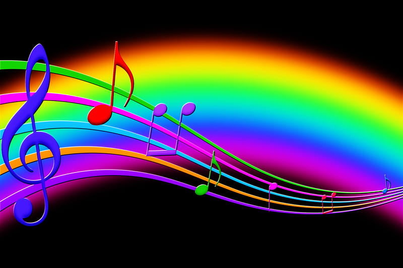 Rainbow Melody, Bright, Melody, Rainbow, Music, Colorful, Cheerful, HD wallpaper