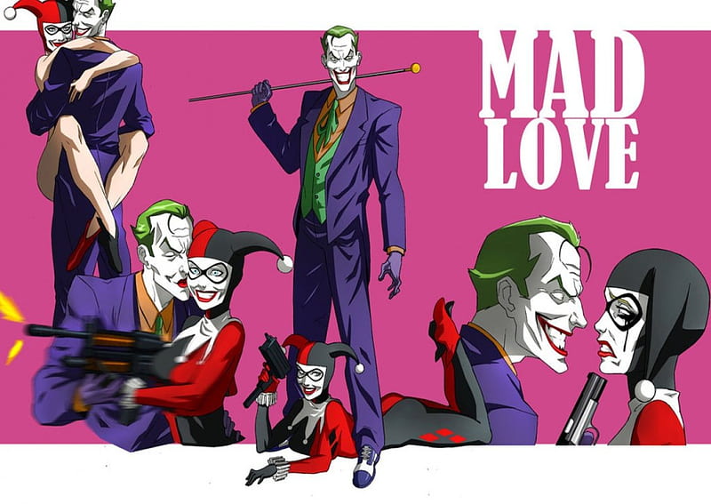 Mad Love, DC Comics, Joker, Harley Quinn, Comics, Superheroes, Villains, HD wallpaper