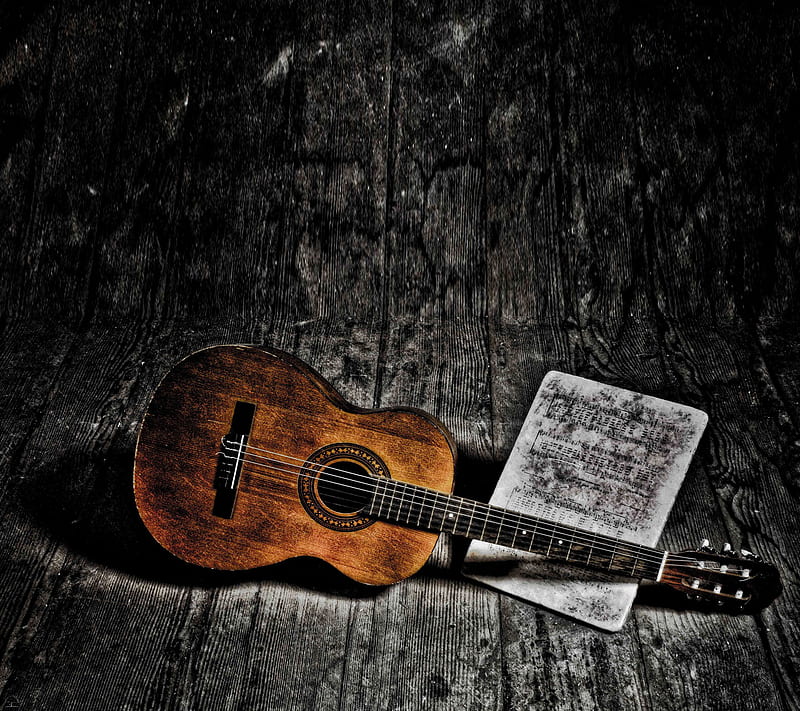 Guitar and Song, acoustic, classical, dark, guitar, music, notes, old, song,  HD wallpaper | Peakpx