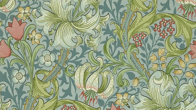 Texture, pattern, william morris, green, flower, paper, leaf, HD wallpaper