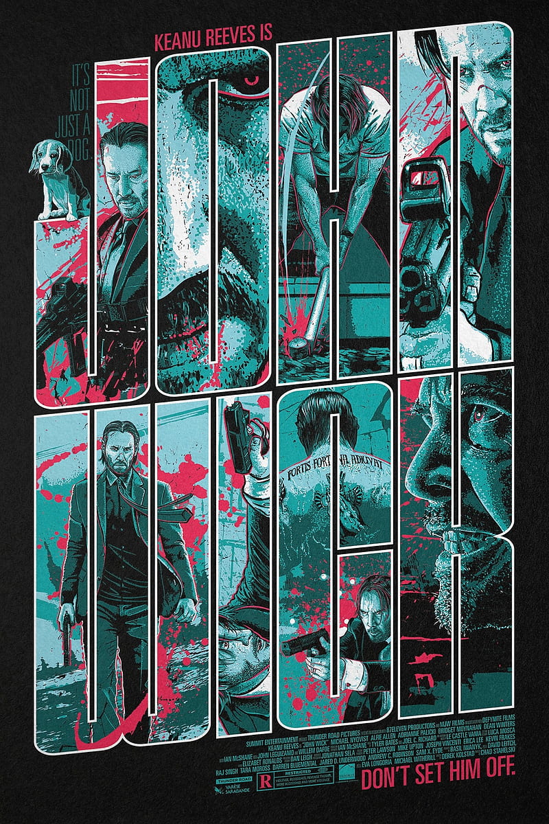 John Wick , movies, movie poster, cyan, HD phone wallpaper