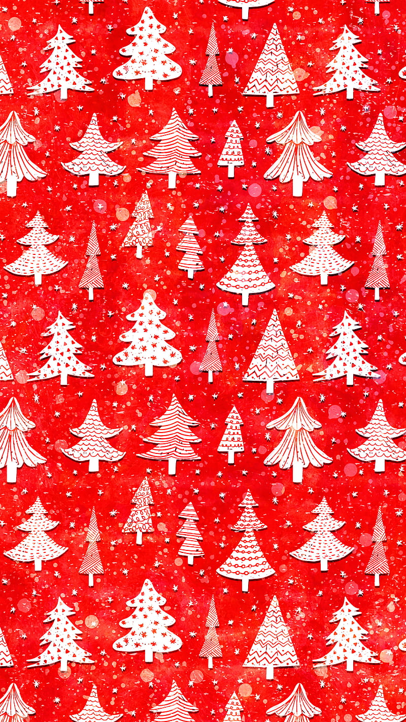 White and Red Trees, Adoxali, Christmas, Scandinavian, artistic, background, color, creative, cute, doodle, drawing, hand drawn, holiday, illustration, merry, minimal, modern, new, ornament, pattern, retro, scandi, seasonal, simple, sketch, snow, snowflake, texture, tree, vintage, winter, xmas, year, HD phone wallpaper