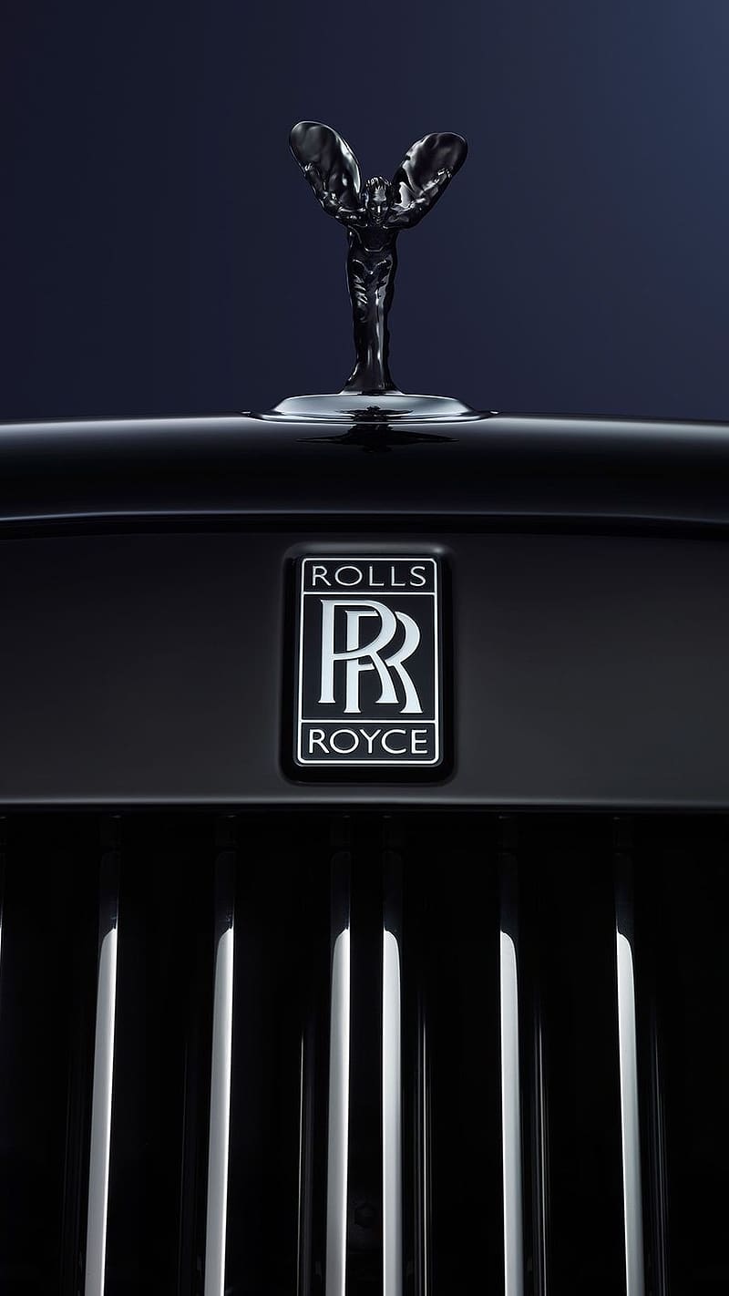 Rolls Royce Live, Matte Black Logo, matte black, logo, car, royal, HD phone wallpaper