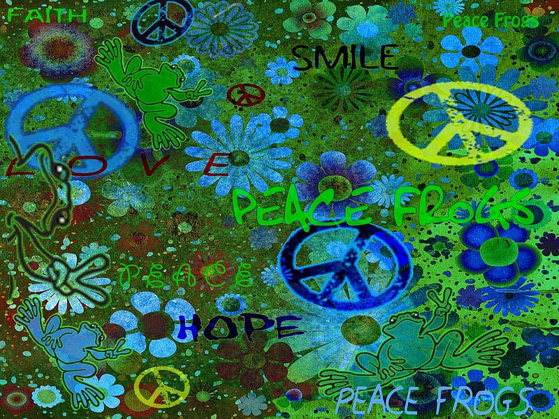 peace, blie, abstract, yellow, HD wallpaper